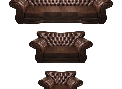 Wunnzëmmer Chesterfield Sofa Set 3-tlg 4+2+1 Lieder Luxus Canapé Fauteuil